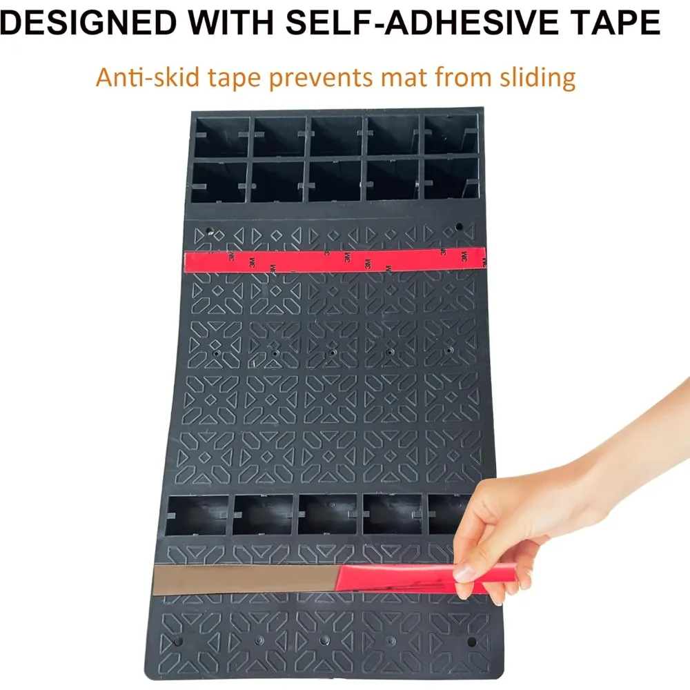 Heavy Duty 8 Pack Parking Guide Mats with Reflective Stripes for Vehicle Safety in Garages and Outdoor Spaces