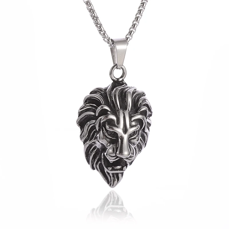 Fashion Creative Prairie King Lion Head Pendant Stainless Steel Necklace Men Women Personality Hip Hop Punk Jewelry Gift