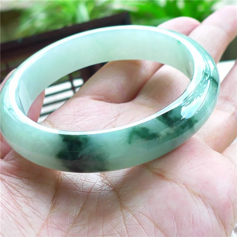 Burma Jadeite Ice Light Green Floating Flowers Women's Jewelry