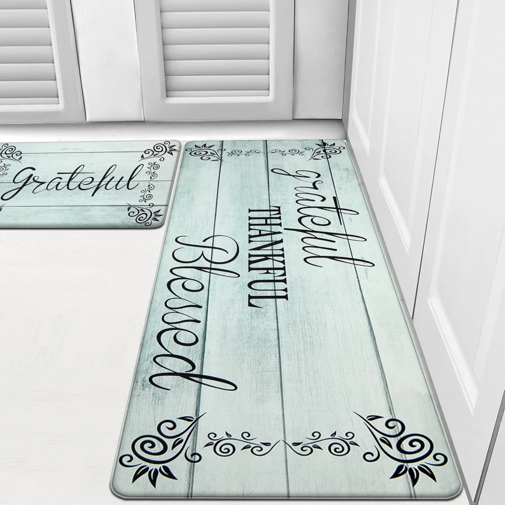 1pc/2pc Kitchen Floor Mat Wood Grain Laundry Room Nonslip Mat Welcome Rug Entryway Doormat Home Decor Machine Washable Gifts
