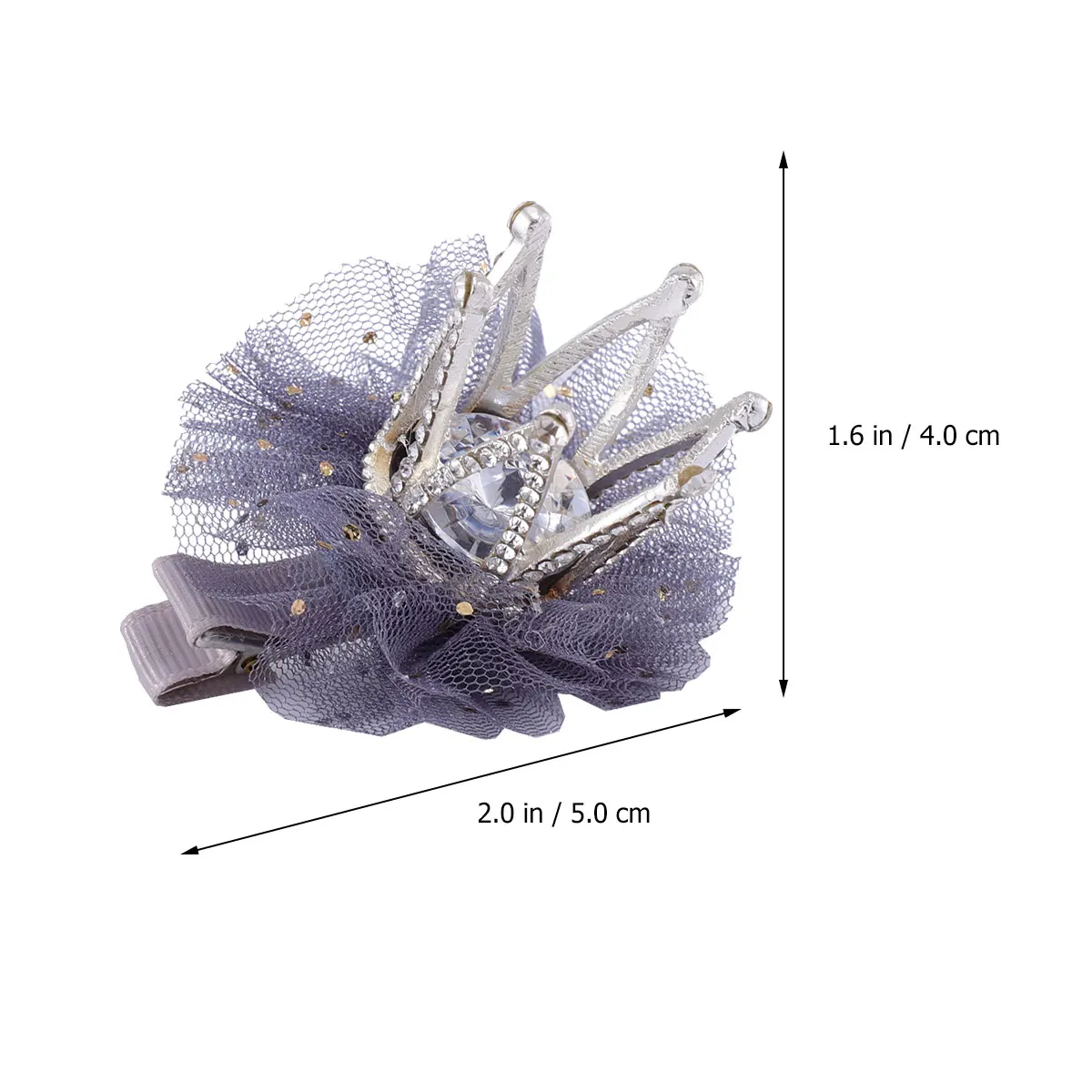 

2 Pcs Three-dimensional Mesh Crown Hair Clip Accessories for Little Girls Princess Clips Gauze Clasp Birthday Fashion