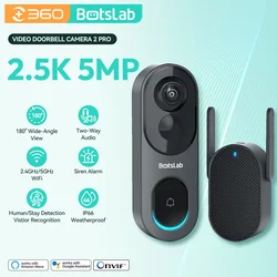 Botslab Fisheye Lens Video Doorbell Cam Wifi 2.5K5MP Wireless TwoWay Intercom 180°Wide-Angle Night VisionSmart Home Security Cam