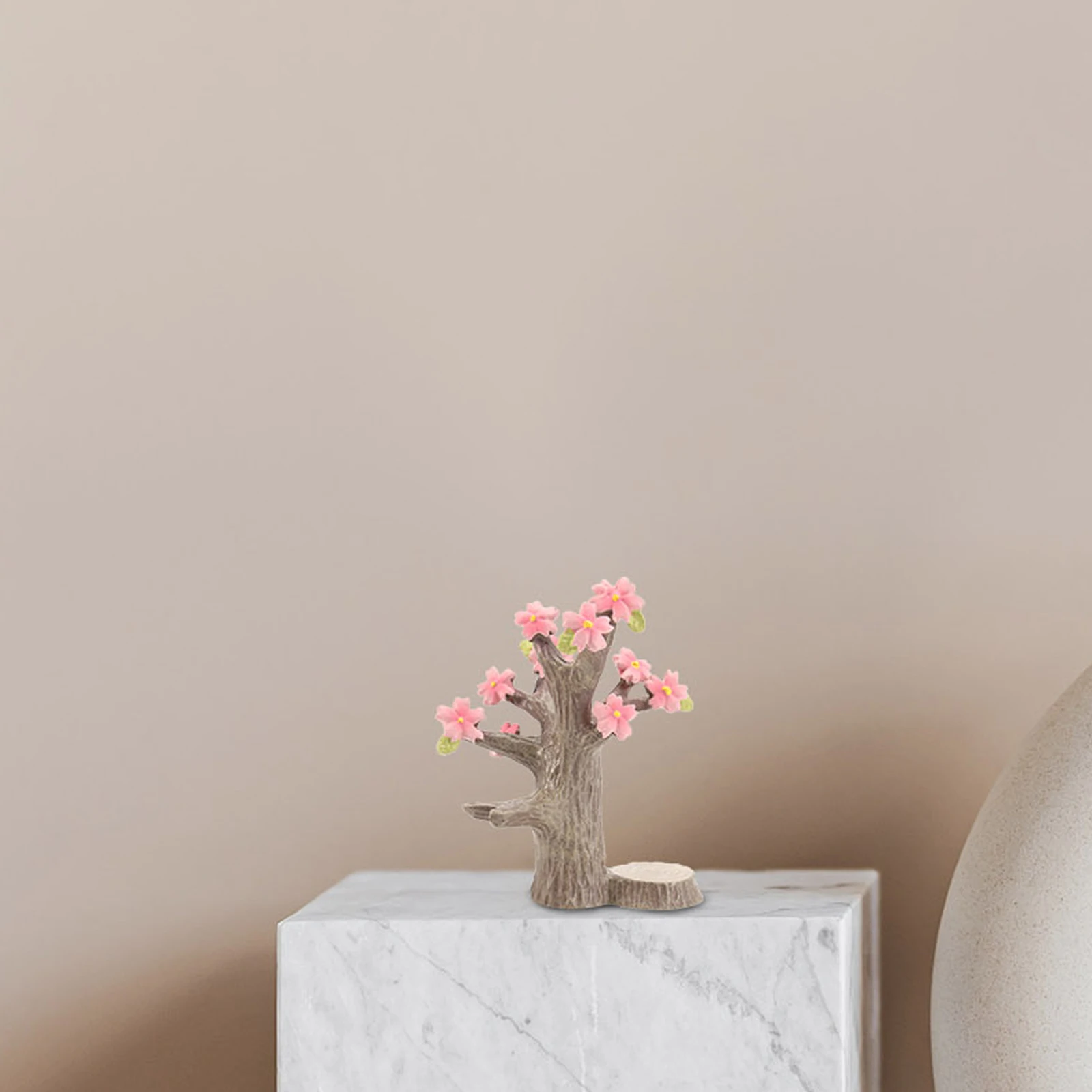 

1Pcs Exquisite Simulation Peach Blossom Tree Resin Decoration Desktop Adornment Indoor Outdoor Use Nonslip Base