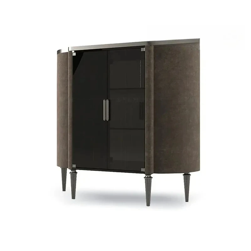 Light Luxury Glass Dining Side Cabinet, Household Villa Integrated Against The Wall, High-end Storage Display Wine Cabinet