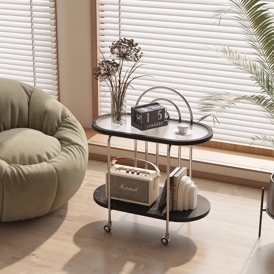 

Light luxury, sofa, movable, shelf, trolley, with wheels, Nordic, small coffee table, trolley