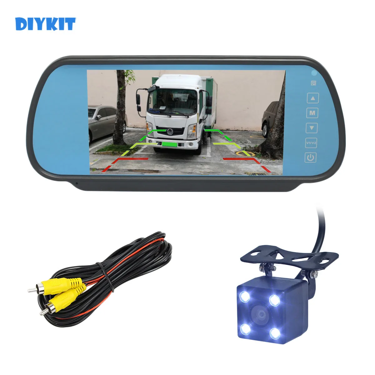 

DIYKIT Проводной 7-дюймовый TFT ЖК-дисплей Автомобильный зеркальный монитор + светодиодный цветной ночного видения Автомобильная камера заднего вида Видеопарковка