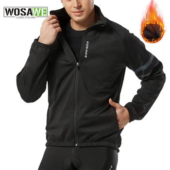 WOSAWE 남성용 겨울 사이클링 재킷, 방수 방풍 열 양털 자전거 저지, MTB 로드 사이클링 스노보드 스키 재킷 코트