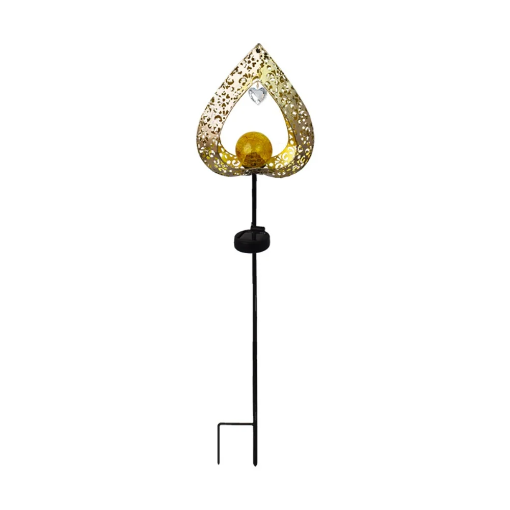 Solar Powered Garden Light Featuring Romantic Love Shape and Hollow Ironwork for Outdoor Decorative Illumination
