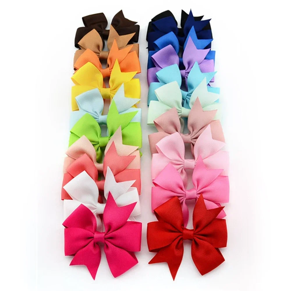 2pcs Solid Grosgrain Ribbon Hair Bows HairClips Hairpin Girl\'s Bows Boutique Hair Clip Headware Baby Hair Accessories