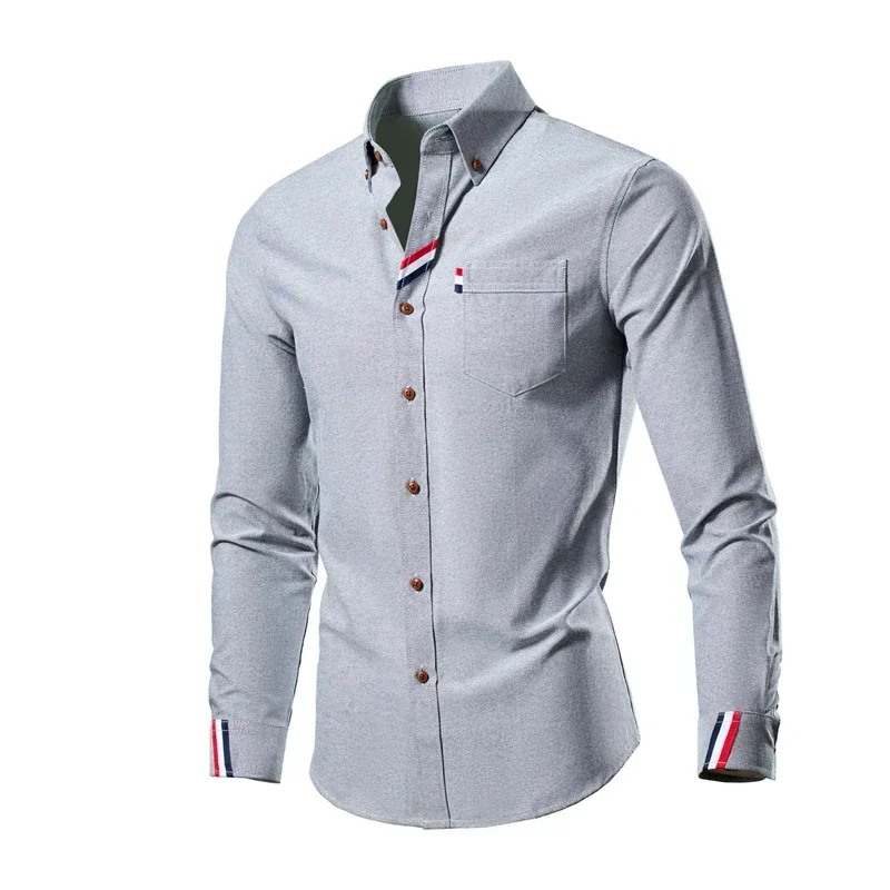 

Mens White Shirts Long Sleeve Korean Fashion Contrasting Stripe Designer Chemise Mariage Homme for Men Business Dress Shirt 5XL