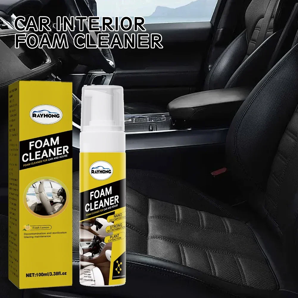 Powerful Decontamination Multi-Purpose Car Interior Foam Cleaner 100ML Anti-aging Leather Clean Wash Auto Maintenance Tool