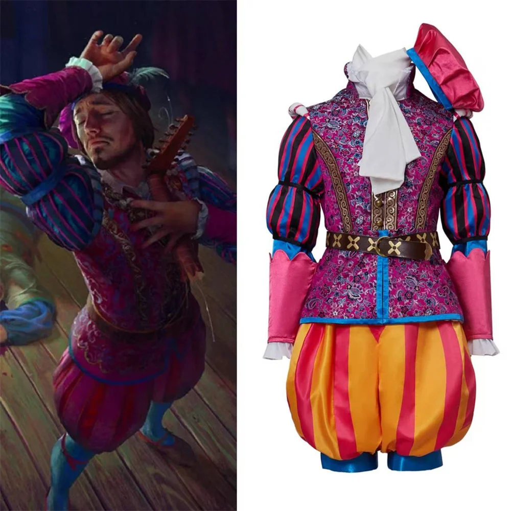 

Dandelion Jaskier Cosplay Costume Fancy Wizard Top Shorts Suit with Hat Uniform Suit Halloween Carnival Outfit
