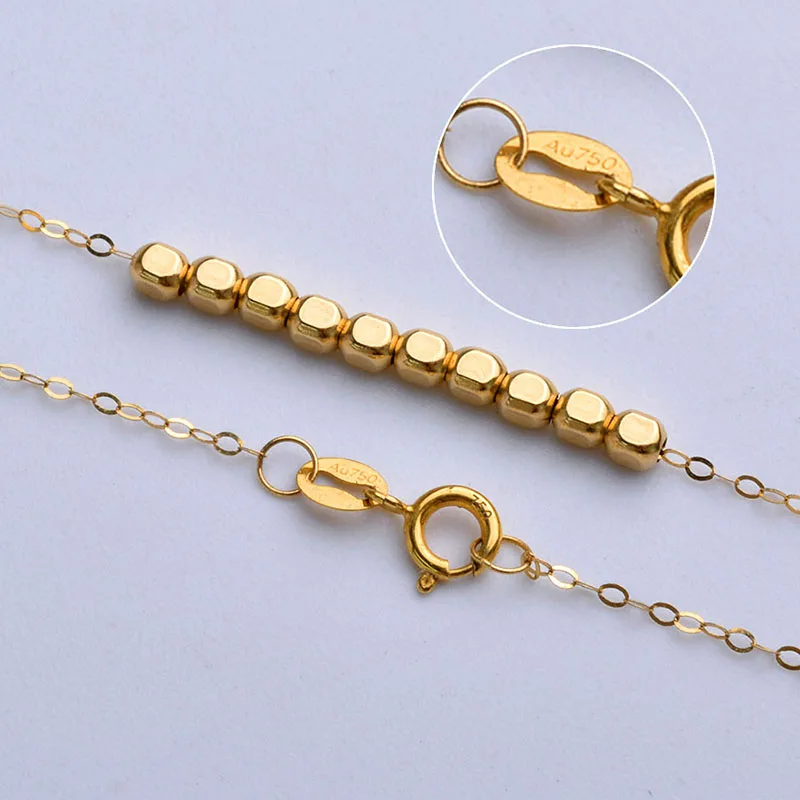 Fine Jewelry 18K Yellow Gold Necklace Pendant au750 o shape necklace beads Chain Wedding Party Anniversary Gift For Women x634