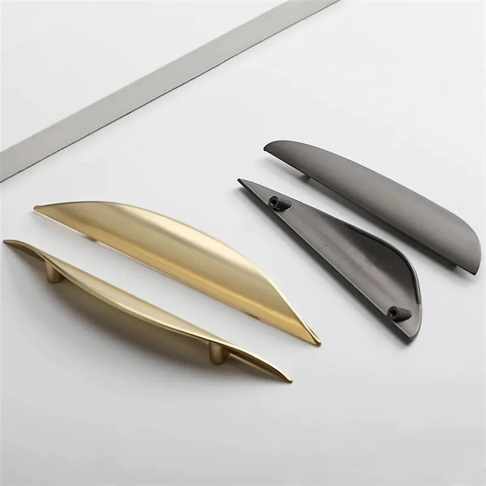 Copper Gold Half Moon Cabinet Handles Black Kitchen Drawer Knobs Cupboard Door Pulls Furniture Hardware