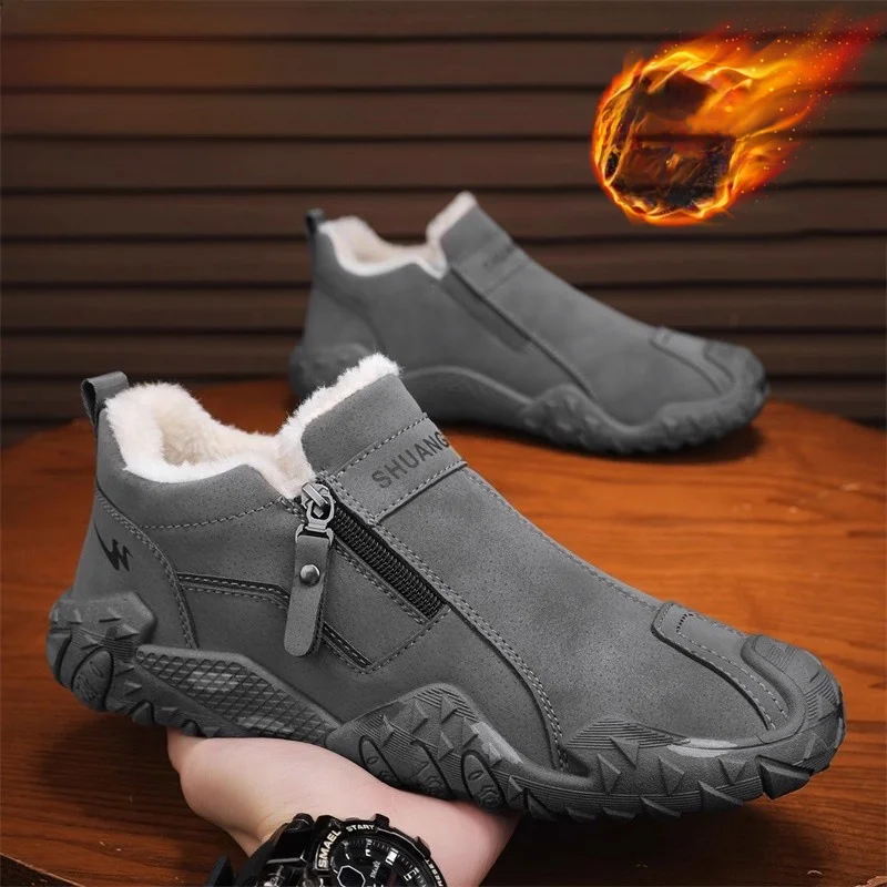 

Double Star Men's Slip-On Climbing oes 2025 New Autumn Winter Outdoor Work Se oes Fce Lined Leather oes