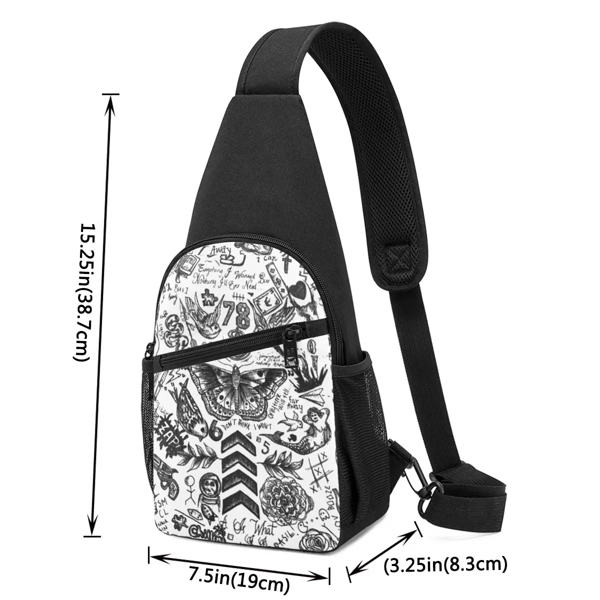 One Direction - Tattoos Chest Bag Men Sling Crossbody Backpack Chest Bag Traveling Hiking Daypack Shoulder Bag