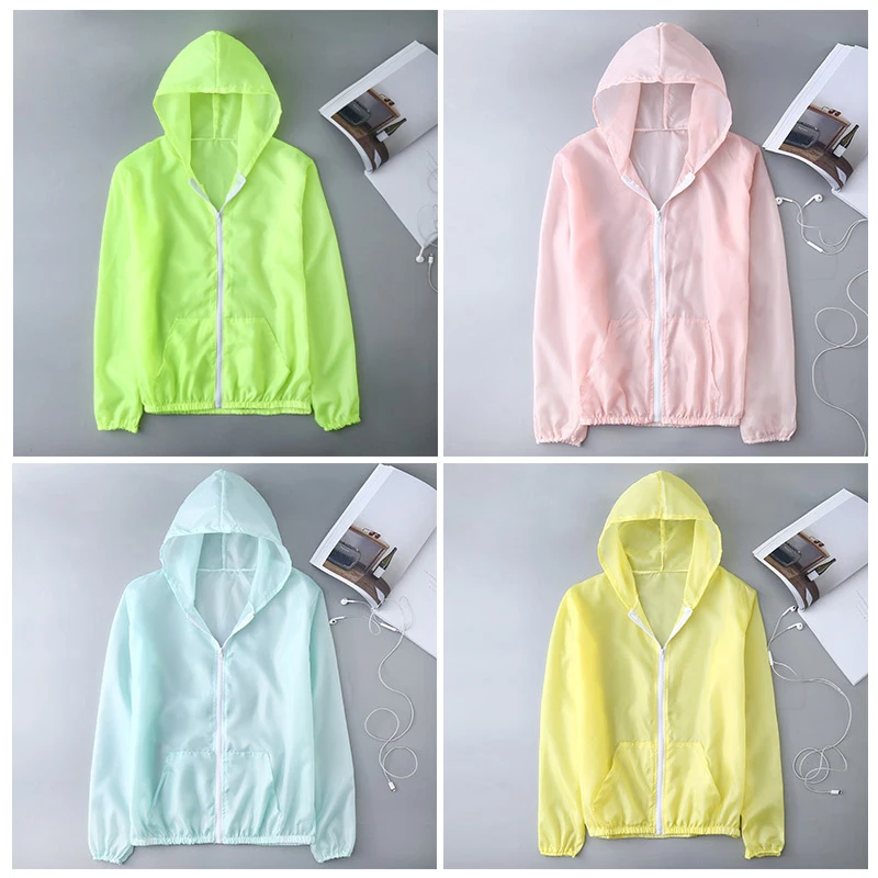 Korean Women Summer Sun Protection Coat Anti-UV Quick Dry Sports Windbreaker Cycling Run Sunscreen Shirt