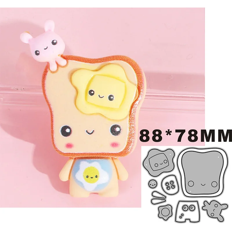 2022 New Toast Omelette Rabbit Animal Metal Cutting Dies for Scrapbooking Paper Craft and Card Making Embossing Decor No Stamps