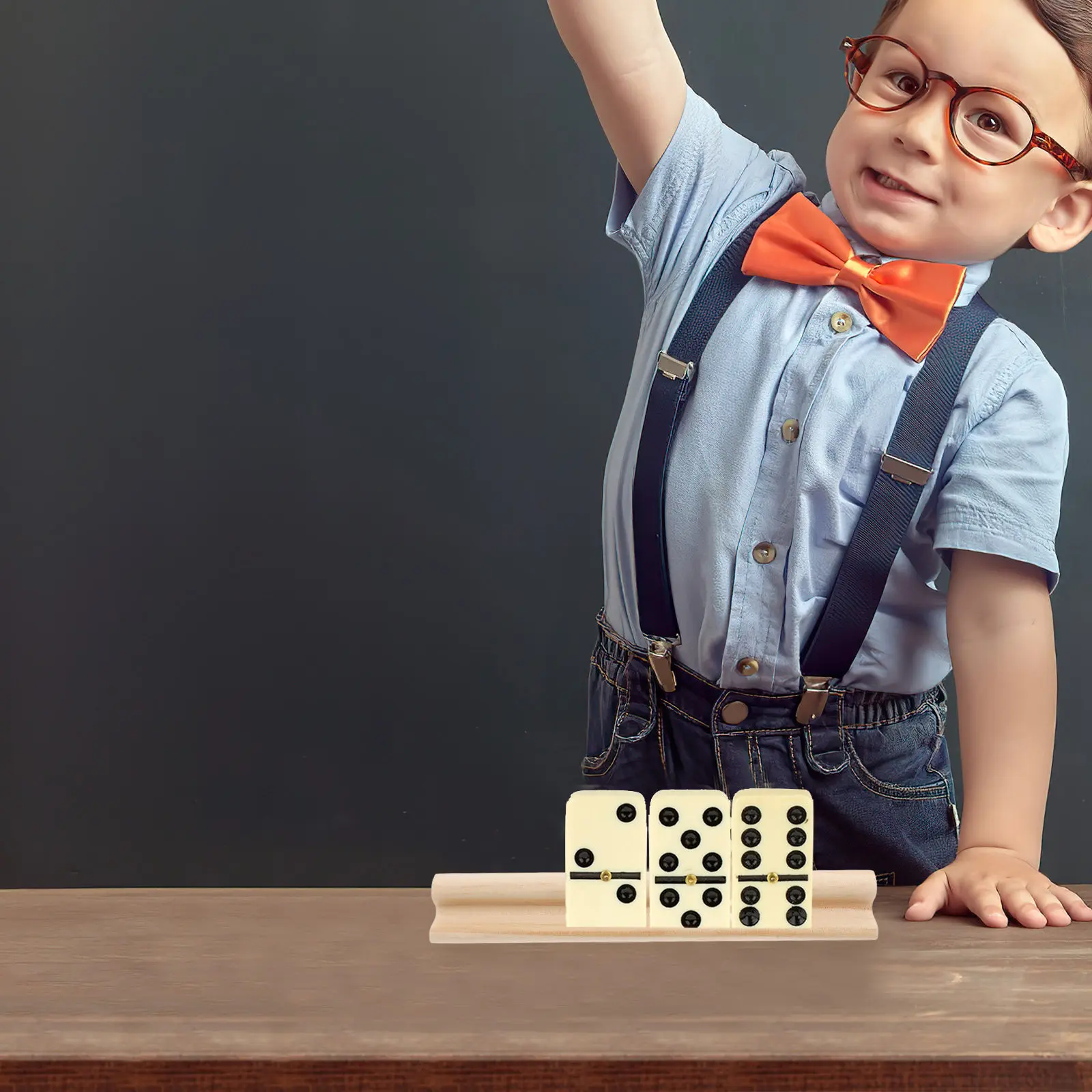 Afbeelding 4: 6 stuks houten dominorekken Engelse letterbasis speelkaart lade ambachtelijke projecten spelorganisatie domino tegelhouders bordspel