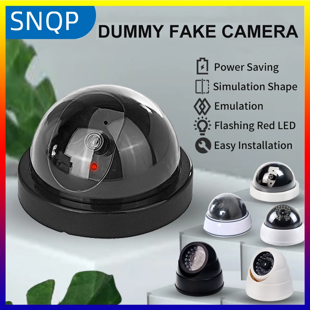 1PC Dummy Fake Camera with LED Red Light, Battery Operated, No Wiring Required, Indoor Outdoor Fake Dome Security Camera