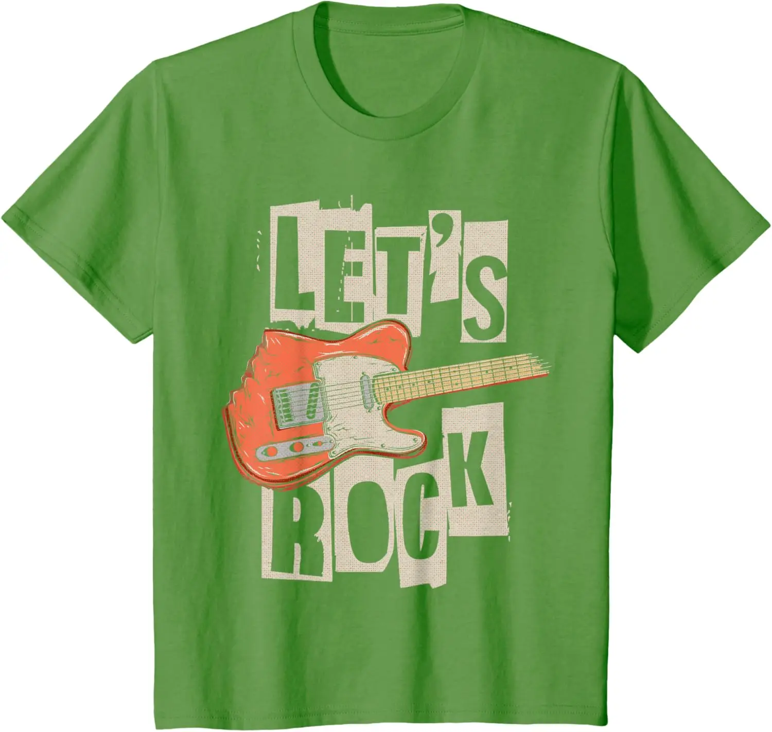 Let's Rock Electric Guitar Music Lover Band Guitarist Retro Kid Boy Girl T-Shirt Casual Graphic T Shirts Cotton Tee Tops