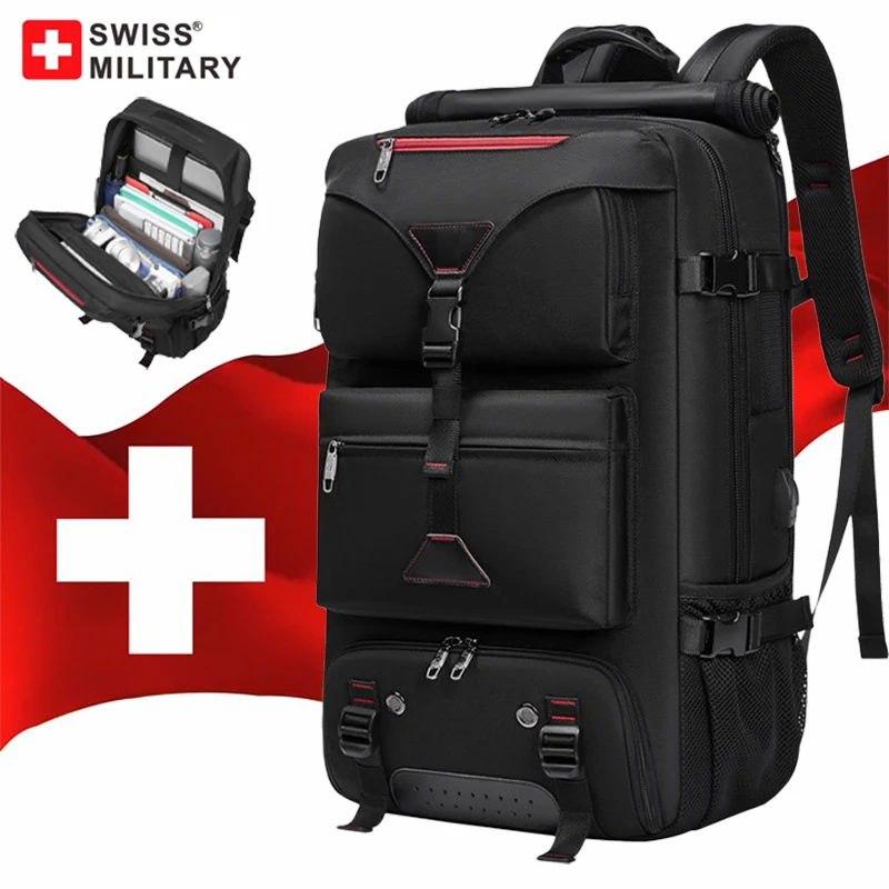 SWISS MILITARY 50L Travel Backpack Large Capacity Waterproof Back Pack Shoe Bag Sport Fitness Backpacks 16 Laptop Bags Mochila