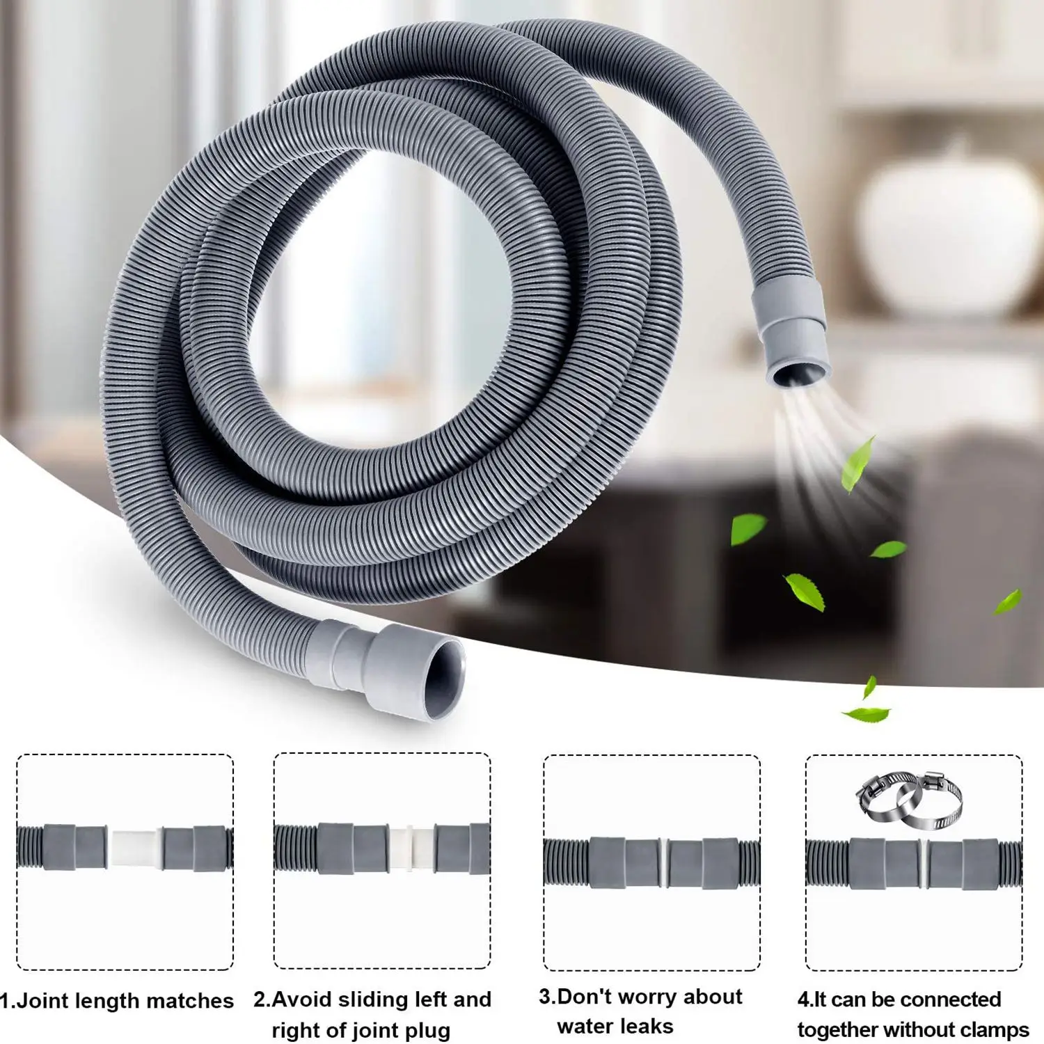 التلقائي طبل غسالة استنزاف الأنابيب استنزاف خرطوم التجهيزات ، 3 متر