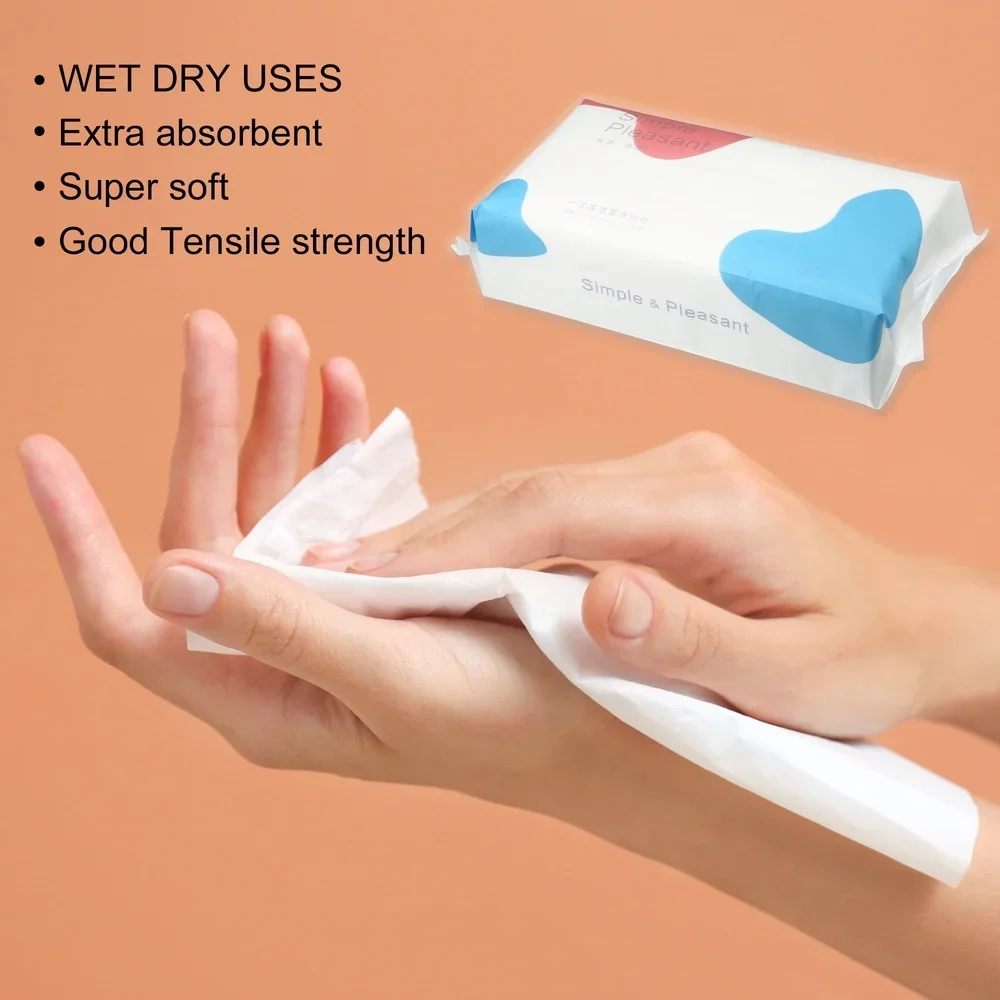70 قطعة من مناشف الوجه الناعمة للاستعمال مرة واحدة، مناديل الوجه الرطبة والجافة، مناديل متعددة الأغراض متينة للغاية للسفر المنزلي
