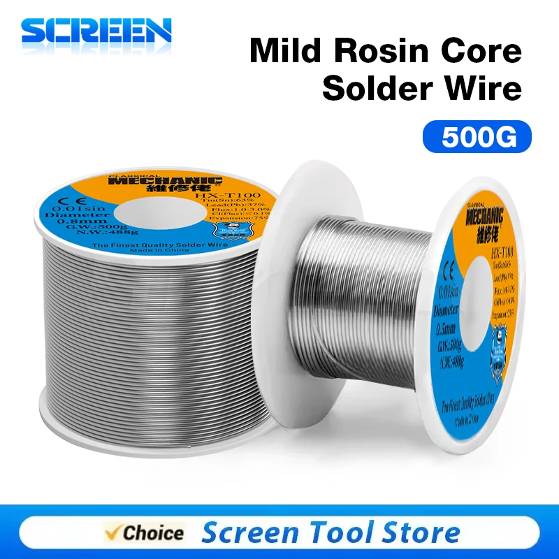 Mechanic HX-T100 Soldering Wire Mild Rosin Core 500g 0.3mm 0.4mm 0.5mm 0.6mm 0.8mm 1mm 1.2mm For iPhone Samsung Repair Tool