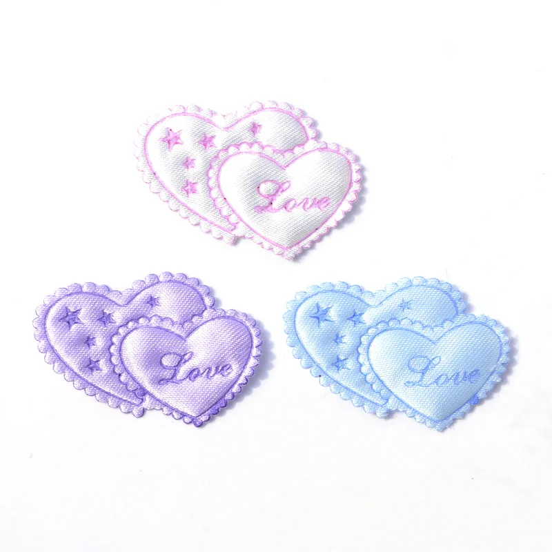40Pcs Mixed Double Heart \'Love\'&\'Star\' Laciness Cloth Pads Patches Applique for Craft/Clothes/Wedding DIY Decoration