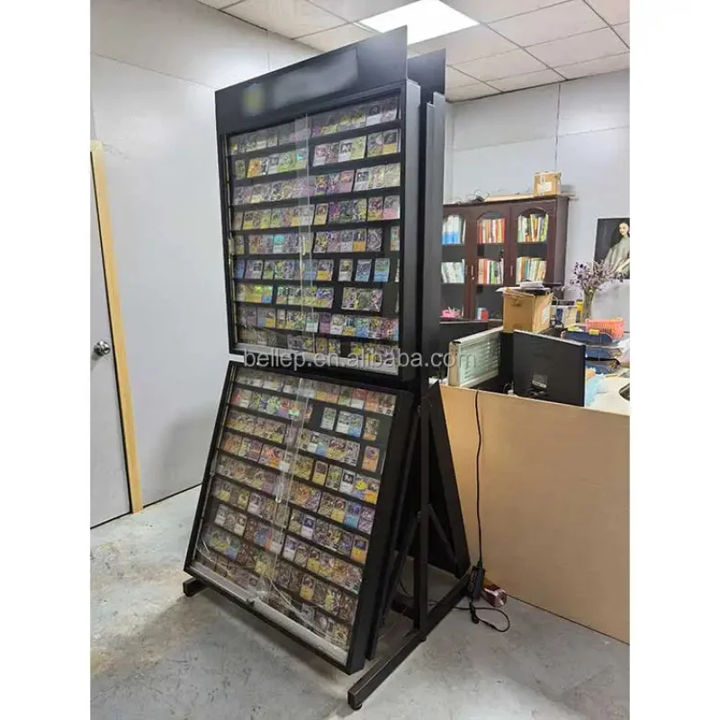custom.Double Sided Illuminated Trading Card Display Graded Comic Books TGC Sports Card Display Stand Showcase