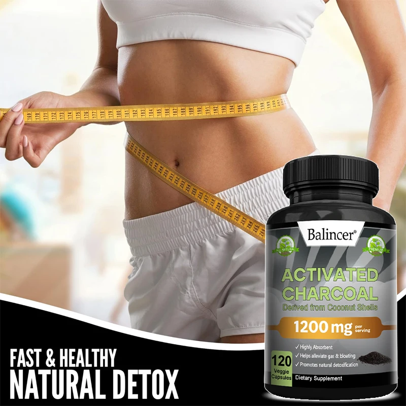 1200mg Activated Charcoal Capsules, Natural Digestive & Gut Support, Bloating & Gas Relief, Body Cleansing, Oral & Skin Wellness