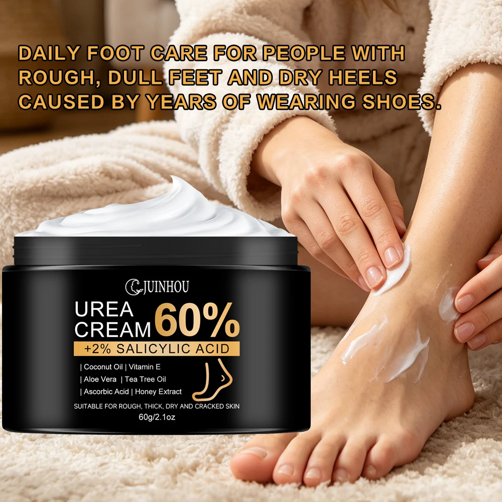Urea 60% Foot Cream Soften Thick Cuticle Salicylic Acid Shea Butter Squalane Moisturize Dry Cracked Heels Gentle Foot Skin Care