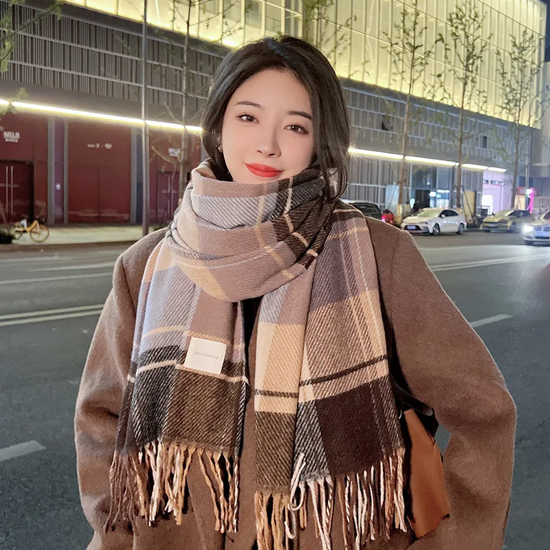 New Warm Knitted Neck Scarf Tassel Couple Women Versatile Autumn and Winter Korean Edition Trend E939