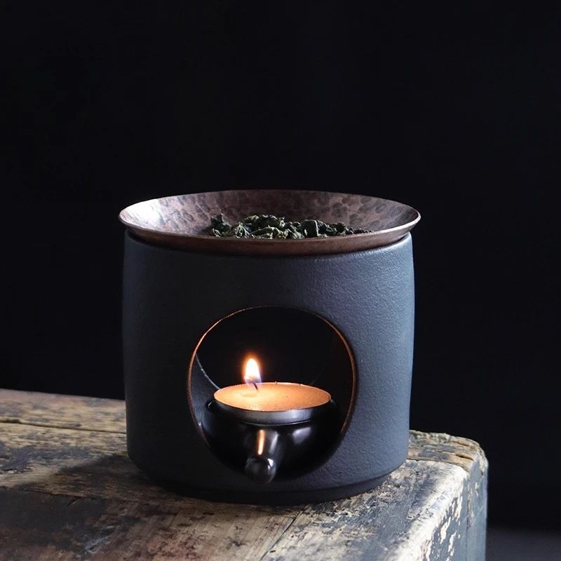 Copper roasted tea tray, wake-up tea, warm tea stove, coffee cedar incense powder, incense stove, fragrance enhancer