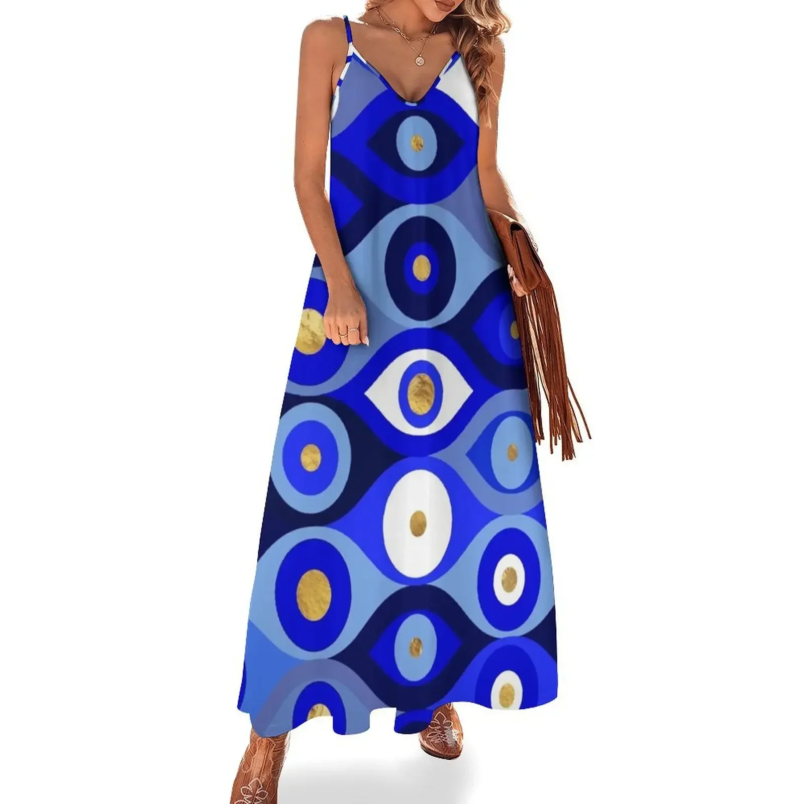 

Greek Mati Mataki - Matiasma Evil Eye blues Sleeveless Dress Womens dresses ladies dresses for special occasions Dress