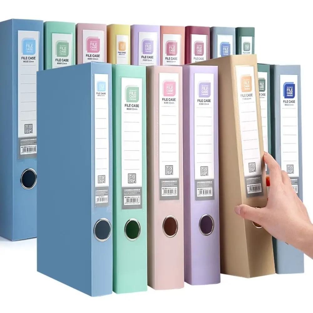 Simple Thickened A4 File Folder Morandi Color PP Plastic Paper Storage Box Dustproof Document Case Personnel Division