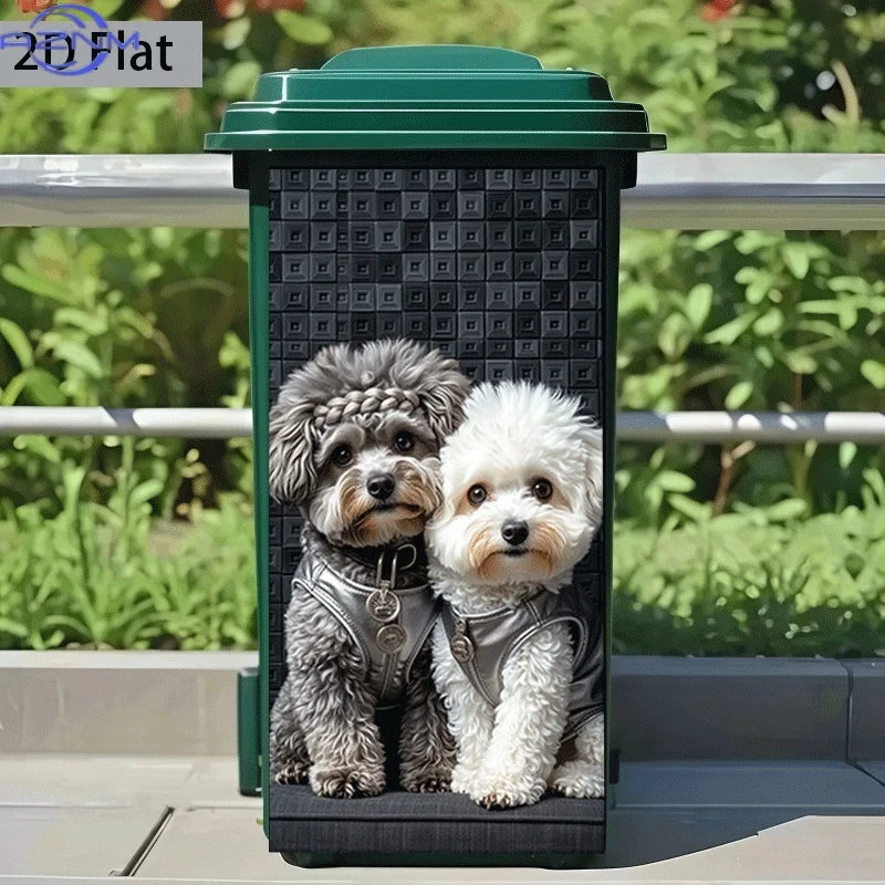1pc of Trash Can Sticker, , Featuring a Cute Design of Two Dogs Together, Self-Adhesive Wall Decoration for Kitchen Trash Cans