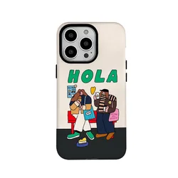 Ins HOLA Personality Girl Gathering Cartoon Phone Case for IPhone 16 15 14 13 Pro Max 12 11 Pro Plus Shockproof Ultra Thin Cover