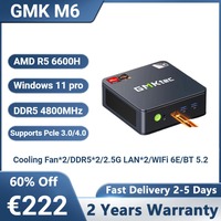 GMK M6 MiniPC AMD R5 6600H 6-core 12-thread Computer 16GB DDR5 512GB PCIe 3.0 SSD 5600MHz M.2 2280 WiFi 6 BT5.2 Desktop Computer