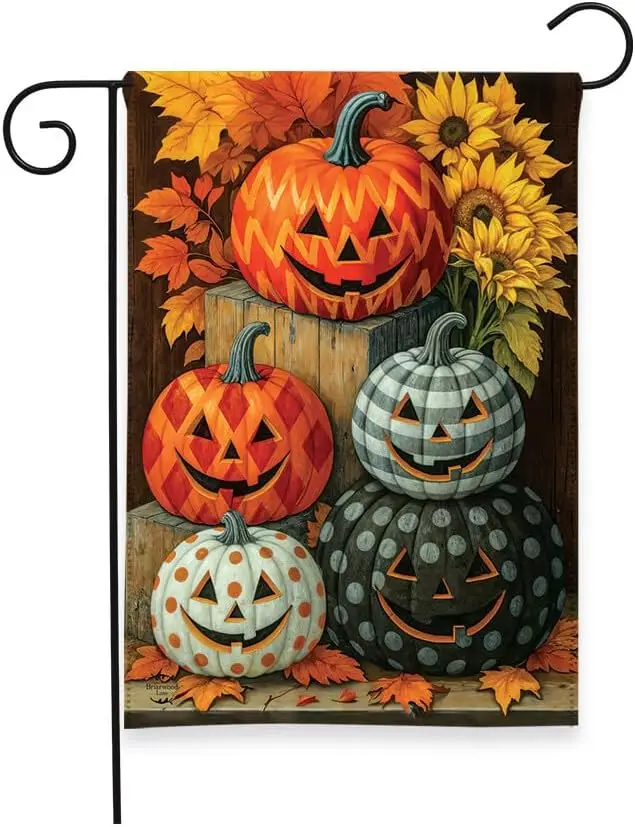 Briarwood Lane Fall Halloween Garden Flag 12x18 For Outdoor Patterned Pumpkin Patch For Halloween Garden Flag Flags For Outs yyi
