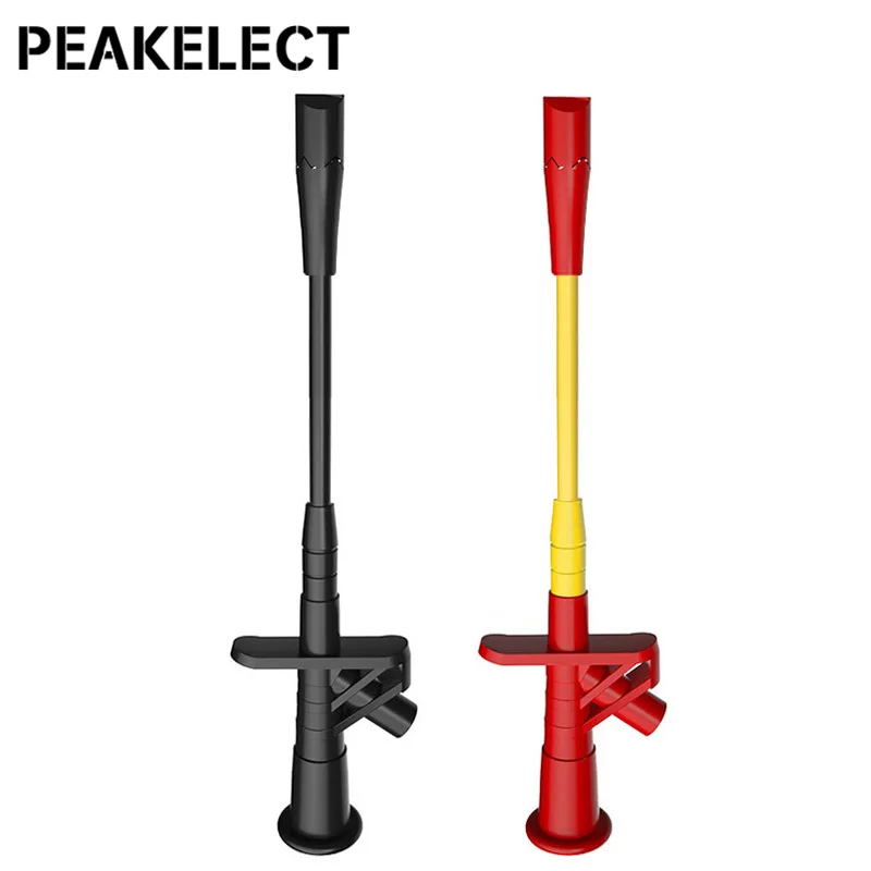 

Peakelect P5005 2PCS Professional Piercing Needle Test Hook Clips Test Probe with 4mm Jack for Multimeter Electrical Testing 10A