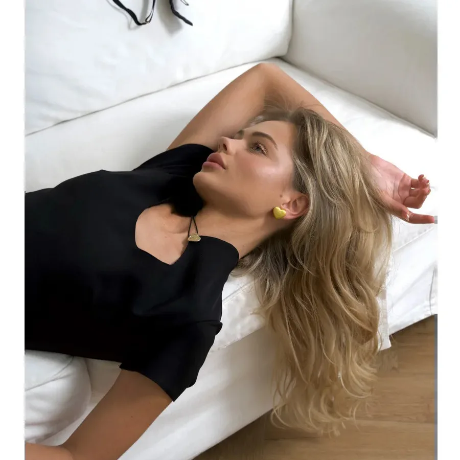 New summer Korean retro stand up collar buckle short style slim fit and sexy hollow out short sleeved T-shirt for women Y2K