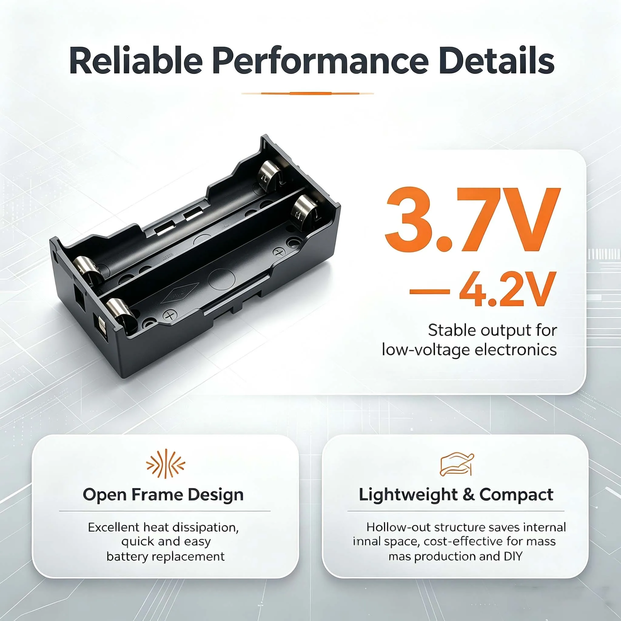 Neue schwarze DIY 2-teilige Kunststoff-Batteriehalterung für 18650 wiederaufladbare Batterien 3,7V DIY (Batterie nicht enthalten) – Detail 4