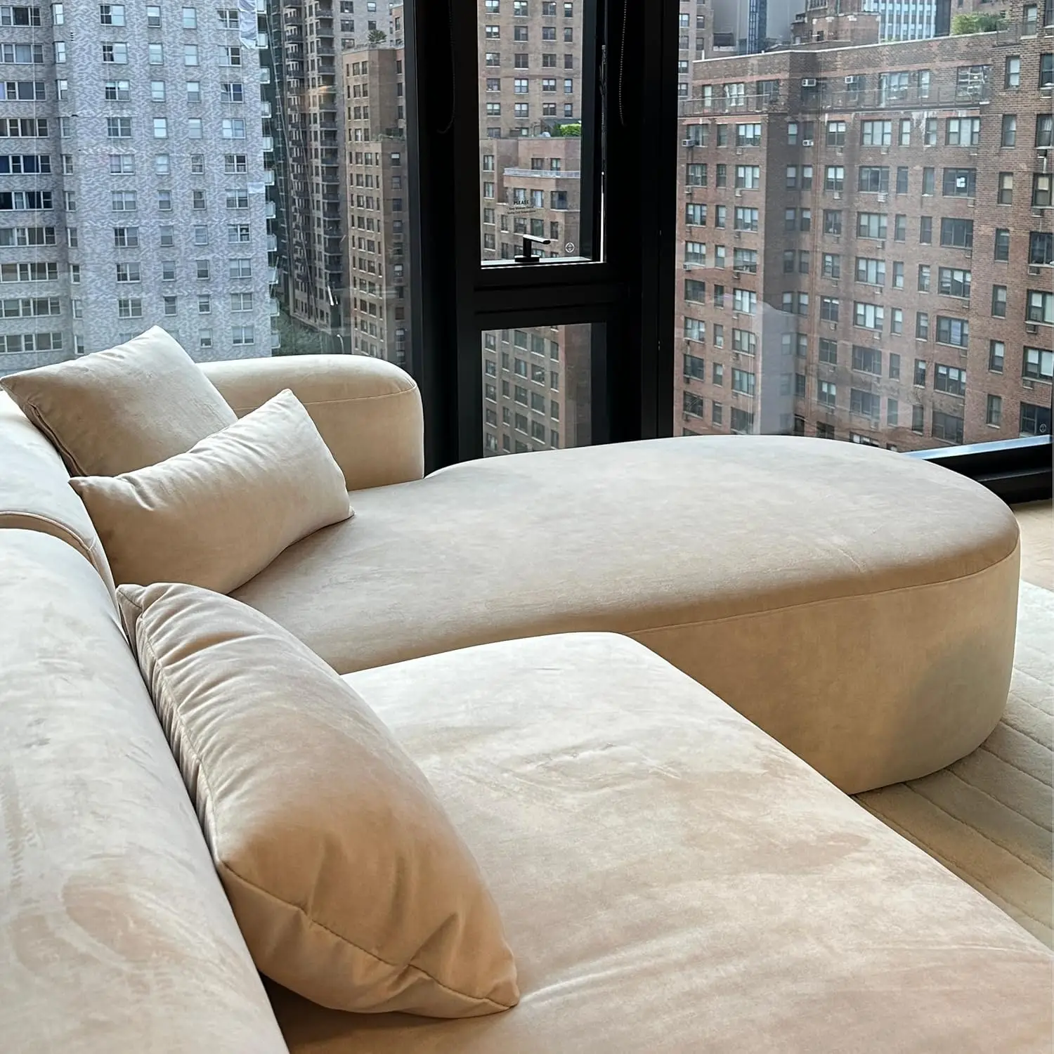 أريكة مخملية حديثة على شكل حرف L مع كرسي أرائك مريحة على الطراز البسيط لغرفة المعيشة وشقة 3 مقاعد