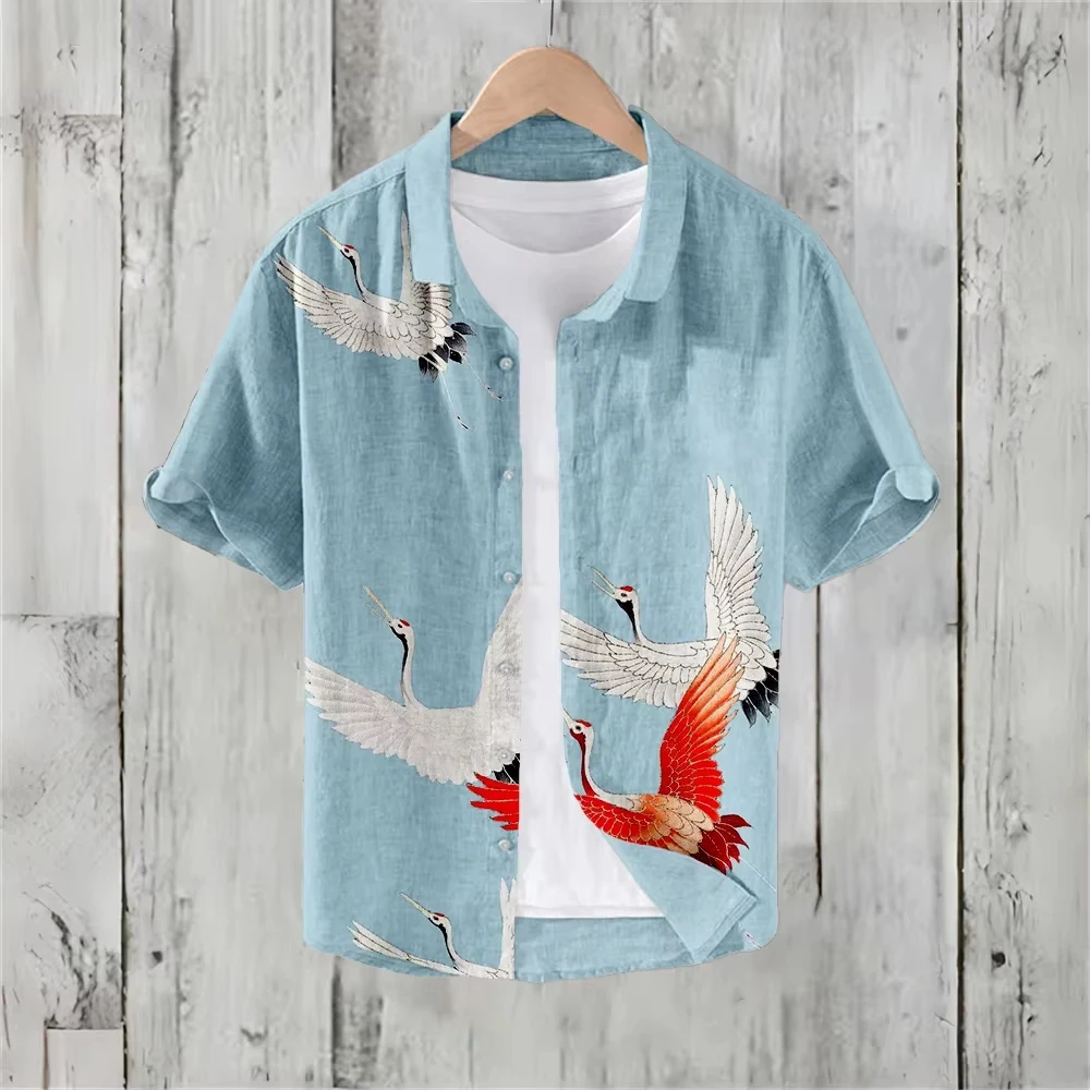 

2024 Men's Chinese Retro Print Shirt Short Sleeve Tang Dynasty Style Lightweight Comfort Fit​