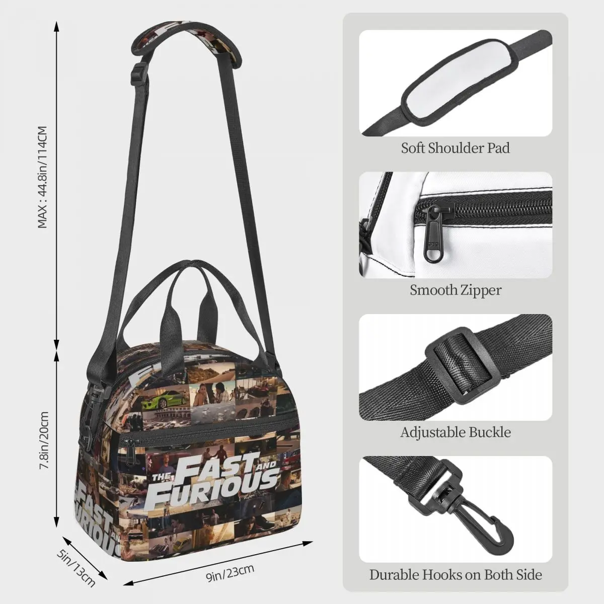 Fast And Furious - Legends - Tribute Lunch Bags Insulated Bento Box Portable Lunch Tote Picnic Bags Thermal Bag for Woman Girl