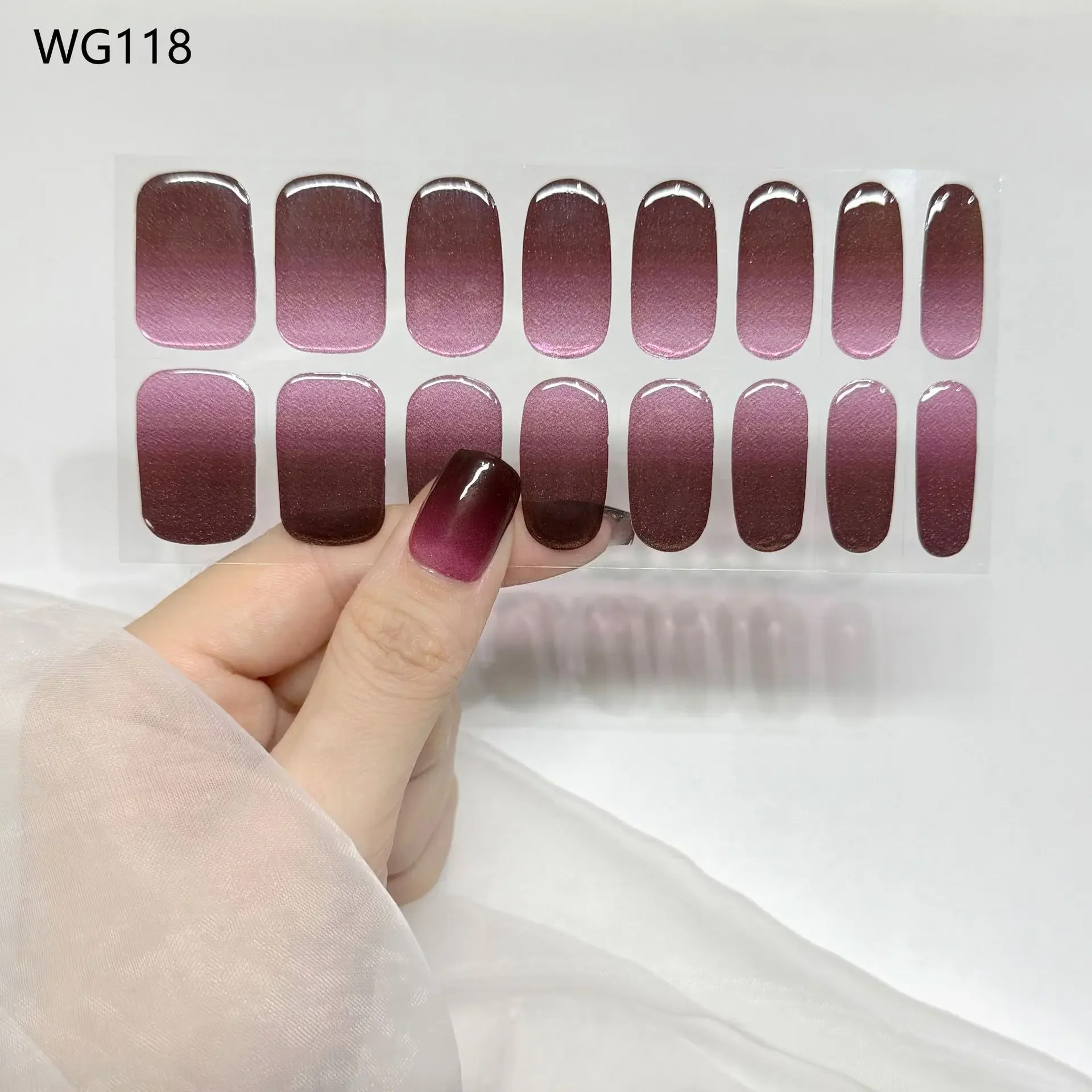 16 Tips Kleurverloop Semi-uitgeharde gelnagelstickers Langdurige crème nagelstrips Patch Slider UV-lamp Nagelwraps