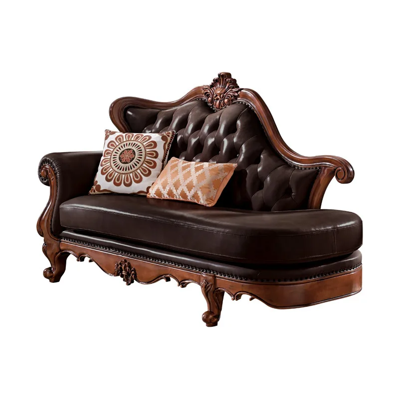 Chaise longue in legno massello di pelle americana, divano di bellezza per camera da letto, divano reclinabile per soggiorno in stile europeo