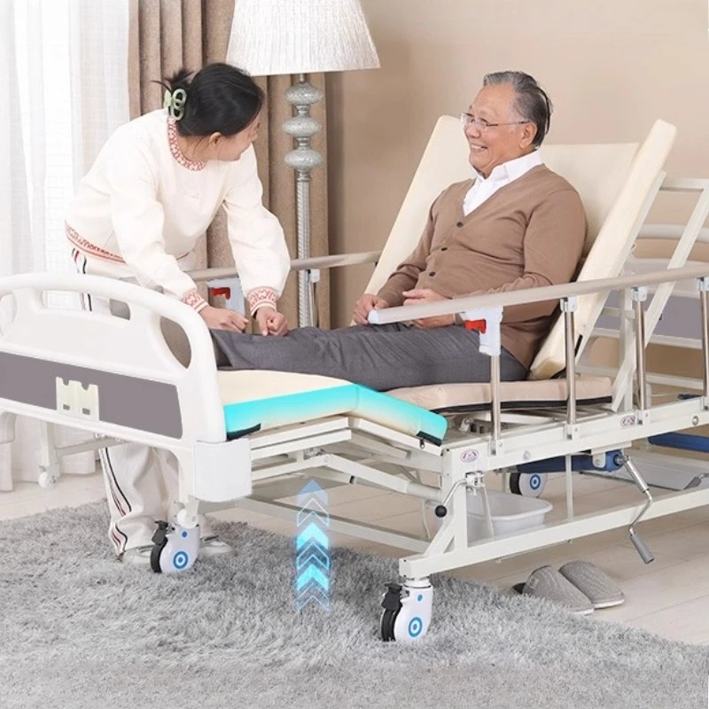 Tempat Tidur Lansia Multifungsi Modern Simplicity, Furnitur Lansia, Dapat Memindahkan Tempat Tidur dengan Ketinggian yang Dapat Disesuaikan, Tempat Tidur Logam untuk Penyandang Disabilitas